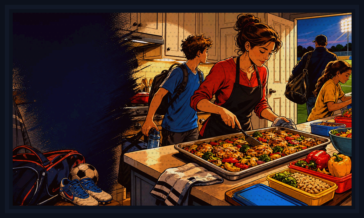 Comic-book style illustration of kid-friendly dinner pieces with safe bases and fun add-ons for Team Snack Ideas Parents Will Actually Like.