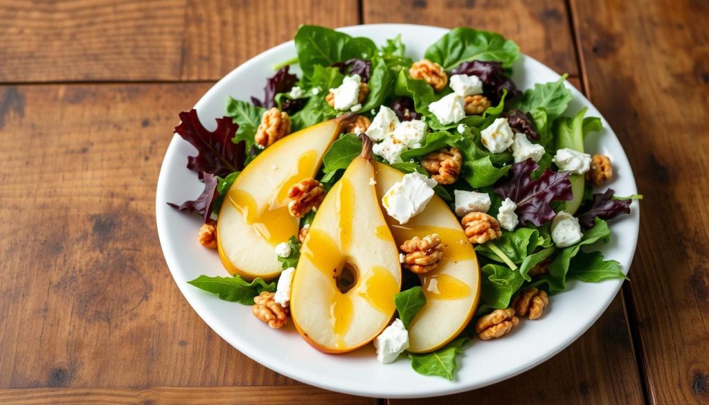 Bosc pears and Anjou pears in salads