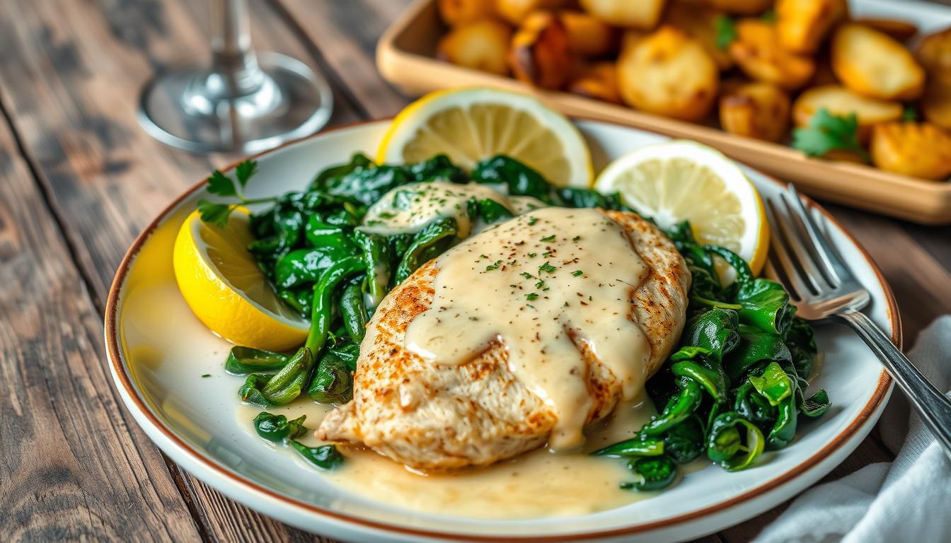 Chicken Florentine dish