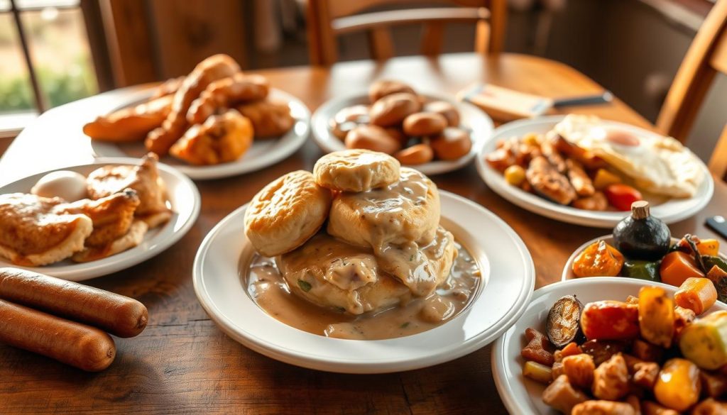 Entrees with biscuits and gravy