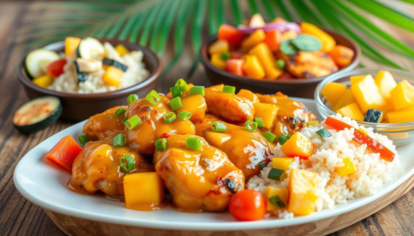 Hawaiian Chicken with Side Dishes