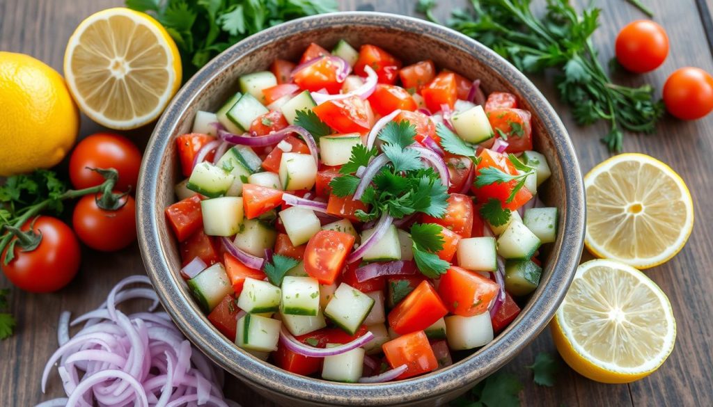 Israeli salad with fresh ingredients