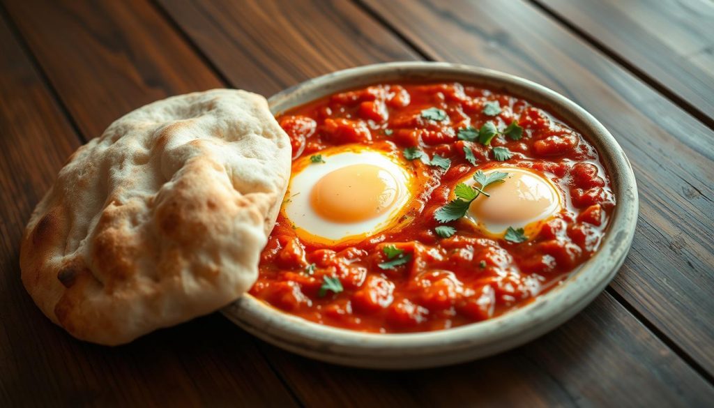 pita bread with shakshuka