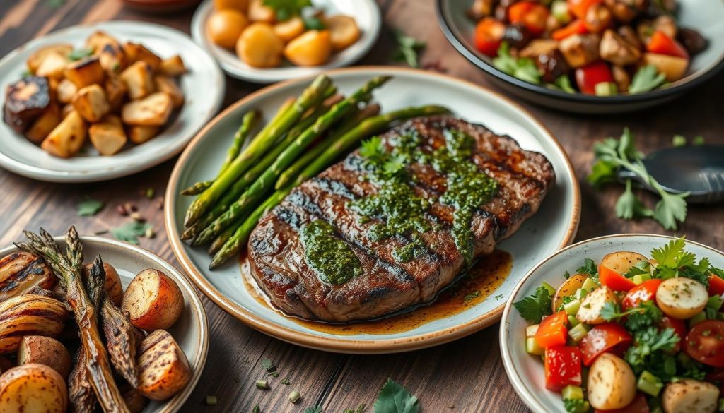 side dishes with chimichurri steak